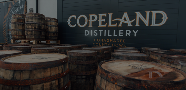 Casks sitting outside the Copeland Distillery in Donaghadee.